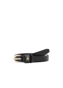 Tommy Hilfiger, Damen, Lederg&uuml;rtel &raquo;ESSENTIAL EFFORTLESS GOLD&laquo; 1, 5 cm breit, ovale Einfachdornschlie&szlig;e, Dameng&uuml;rtel, Black, Black, Schmaler G&uuml;rtel 