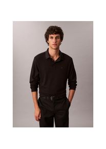 Calvin Klein, Herren, Langarm-Poloshirt &raquo;LS SUPIMA COTTON SOLID POLO&laquo; regular fit mit Rundhalsausschnitt, Black, S, Black, Poloshirt von Calvin Klein