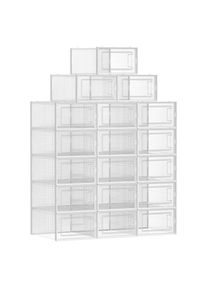 Boxxx Schuhbox , Weiß, Transparent , Kunststoff , 18 Fächer , 33.5x14.3x23.2 cm , Ordnen & Aufbewahren, Kleideraufbewahrung, Kleidersäcke &