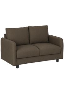 HOMCOM Two-seater sofa with storage, upholstered velvet sofa with back cushions for living room, bedroom, office, Brown | Aosom Ireland