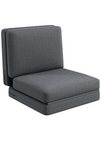HOMCOM Foldable Floor Chair with Cushion, Convertible Padded Sofa, Living Room, Guest Room, Office, 75 x 268 x 18 cm, Dark Grey | Aosom Ireland