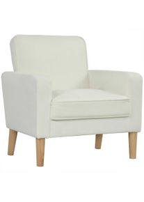 HOMCOM Upholstered armchair with armrests, reclining backrest, rubberwood legs, Cream White | Aosom Ireland