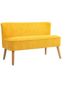 HOMCOM 2-Seater Sofa, elegant Scandi design, solid wood frame, up to 150 kg, 117 x 56.5 x 77 cm, Yellow | Aosom Ireland