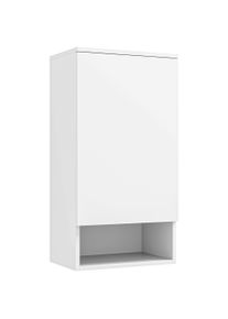 HOMCOM Wall-mounted bathroom cabinet, wall cabinet for bathroom with adjustable shelves, open compartment, wood, white | Aosom Ireland
