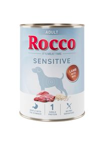 6x400g Rocco Sensitive agneau et riz pâtée pour chien
