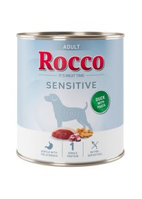 6x800g Rocco Sensitive canard et nouilles pâtée pour chien