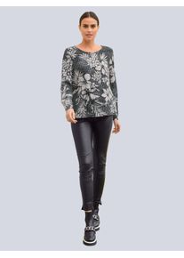 Bluse im Hahnentrittdessin in schwarz - Alba Moda
