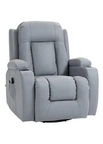 HOMCOM Massagesessel Kunstleder Hellgrau , Leder , 94x104x85 cm , Wohnzimmer, Sessel, Massagesessel