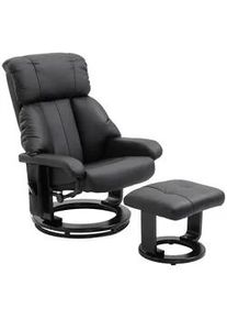 HOMCOM Relaxsessel mit Liegefunktion Massagesessel inkl. Hocker Fernsehsessel drehbar , Schwarz , Leder , Füllung: Schaumstoff,Schaumstoff , einzeln stellbar , 80x102x76 cm , Wohnzimmer, Sessel, Relaxsessel