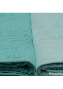 Duschtuchset , Grün, Hellgrün, Mintgrün , Textil , 4-teilig , Uni , 70x140 cm , angenehm weich , Heimtextilien, Badtextilien, Duschtücher
