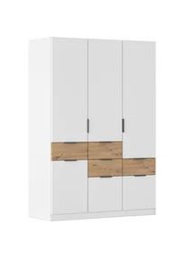 Xora Drehtürenschrank , Weiß, Eiche Artisan , Holzwerkstoff , 2 Fächer , 6 Schubladen , 136x197x54 cm , Blauer Engel, Goldenes M, Made in Germany , Schlafzimmer, Komplette Schlafzimmer und Serien, Schlafzimmerserien