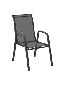 Ambia Garden Stapelstuhl , Anthrazit, Schwarz , Metall, Kunststoff, Textil , Flachrohr , 93x54 cm , stapelbar , Gartenmöbel, Gartensessel,