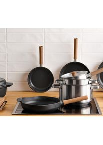 Tchibo - Edelstahl-Pfanne mit Holzgriff - silber