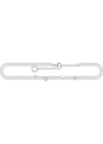 Thomas Sabo, Fussschmuck, Fusskette mit Herzen und Weisse Steine Silber, (925er Silber, 22 cm)