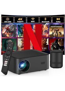 Hopvision Netflix-beamer mit Dolby Audio, 15000 Lumen, Full HD 1080P, WLAN, Bluetooth, 4K-kompatibel, Beamer