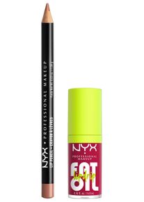 NYX Damen Schmink-Set »Professional Makeup Slim Lip Pencil + Fat Oil Lip Drip« Butterweicher Lipliner, glänzender Lipgloss, langanhaltenden Glanz....
