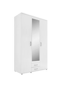 CARRYHOME Kleiderschrank, Wei&szlig;, Glas, Holzwerkstoff, 4 F&auml;cher, 2 Schublade(n) Schubladen, 120x196x53.5 cm, Blauer Engel, BQ - B&uuml;ndnis f&uuml;r Qualit&auml;t, Made in Germany, Schlafzimmer, Kleiderschr&auml;nke, Dreht&uuml;renschr&auml;nke