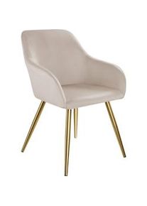 TecTake GmbH tectake Sedia Marilyn effetto velluto oro tortora/oro - 406114