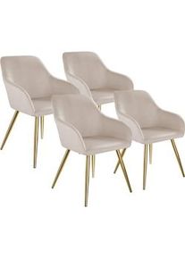 TecTake GmbH tectake Sedia Marilyn effetto velluto oro tortora/oro - 406116