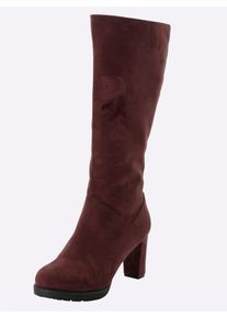 sheego Dames Laars met wijde schacht in wildleerlook, met beklede hak in bordeaux ,maat 37, Witt, 100% Microvezel