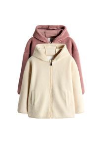 The Set Piger Fleecejakke pink / hvid St&oslash;rrelse 110