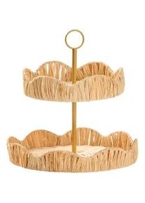 Ambia Home Etagere , Holz , Rattan , vollmassiv , Uni , rund , 29.5x30 cm , Lfgb , Tragegriff , Geschirr, Tischkultur & Serviergeschirr, Etageren