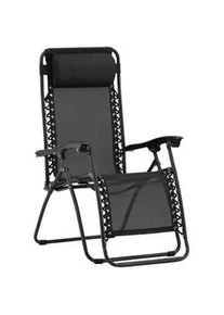 Gardenson Garten-Relaxsessel , Schwarz , Textil, Metall, Kunststoff , 68x112x90 cm , klappbar , Gartenmöbel, Gartenliegen, Liegestühle