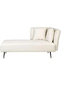 Beliani Chaiselongue cremeweiß rechtsseitig Riom , Weiß, Schwarz , Textil , 156x75x77 cm , Wohnzimmer, Sessel, Relaxliegen