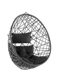 Beliani Hängesessel PE Rattan schwarz 94 cm Alatri , Kunststoff , 94x108x96 cm , Gartenmöbel, Gartenschaukeln, Hängesessel
