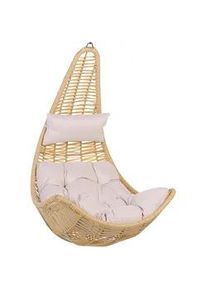 Beliani Hängesessel PE Rattan natürlich/beige mit Sitzkissen Atri Ii , Kunststoff , 83x120x80 cm , Gartenmöbel, Gartenschaukeln, Hängesessel