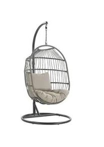 Beliani Hängesessel mit Gestell PE Rattan/Flechtseil schwarz 102 cm Alba , Kunststoff , 102x200x102 cm , Gartenmöbel, Gartenschaukeln, Hängesessel