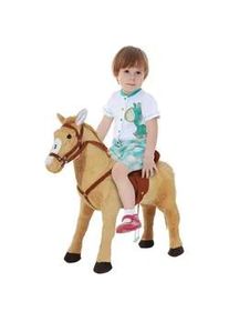 HOMCOM Kinder Schaukeltier, Beige, Plüsch+ Eisen , Metall , 28x60x85 cm , Spielzeug, Kinderspielzeug, Sonstiges Spielzeug