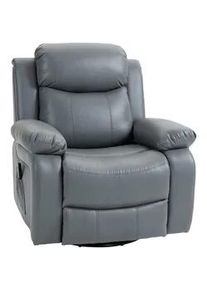 HOMCOM Massagesessel Drehbarer Relaxsessel mit 8 Vibrationsköpfen Liegefunktion Grau , Leder , Füllung: Schaumstoff,Schaumstoff , 90x101x93 cm , Wohnzimmer, Sessel, Relaxsessel