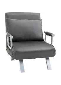 HOMCOM 3-In-1 Schlafsofa Schlafsessel Armlehne Klappbett Gästebett Chaiselongue Grau , Kunststoff , 69x80x65 cm , Wohnzimmer, Sofas & Couches, Schlafsofas, Schlafsessel
