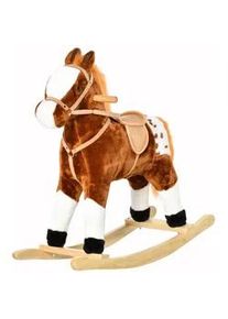 HOMCOM Schaukelpferd Kinder Wiehern Schaukeltier Schaukelspielzeug Braun , Holz , 28x65x74 cm , Spielzeug, Babyspielzeug, Schaukeltiere & Hüpftiere