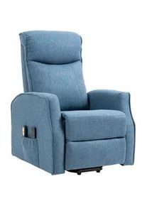 HOMCOM Massagesessel mit Aufstehhilfe, Leinen, Blau , Kunststoff , 87.5x110x74.5 cm , Wohnzimmer, Sessel, Massagesessel