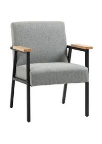 HOMCOM Ohrensessel Polstersessel, Relaxsessel mit Leinenoptik, Loungesessel, Grau , Metall , 70x83.5x64.5 cm , Wohnzimmer, Sessel, Polstersessel