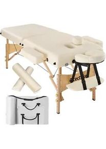 TecTake Massageliege 2 Zonen, 220 x 83 x 87,5 cm,beige , Beige , Holz , 59x65.5x187 cm , Freizeit, Wellness, Körperpflege, Wohlfühlprodukte