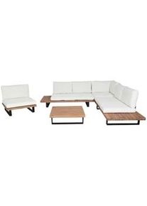 MCW Garten-Garnitur Schwarz, Braun, Cremeweiß , Holz , Gartenmöbel, Gartengarnituren, Gartenmöbel-Sets