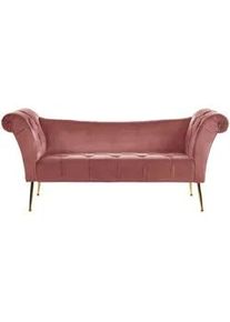 Beliani Chaiselongue Samtstoff rosa/gold Nantilly , Pink , Textil , 175x76x70 cm , Wohnzimmer, Sofas & Couches, Sofas, Recamieren