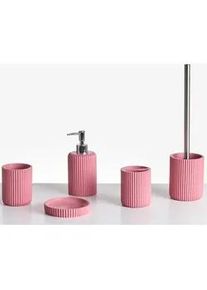 Beliani Badaccessoires Set 5-teilig Rosa Camana , Pink , Kunststoff , 8x10x8 cm , Badaccessoires