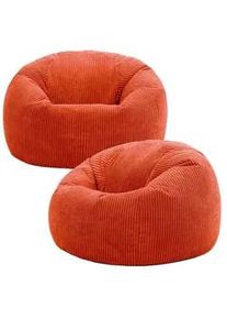 I.C.O.N. icon Sitzsack Klassisch Sessel aus Cord 2-tlg. , Terra cotta , Textil , Rund , 85x50x85 cm , Hergestellt in Deutschland, Oeko-Tex® Standard 100, Reach , Wohnzimmer, Hocker, Sitzsäcke, XXL Sitzsäcke