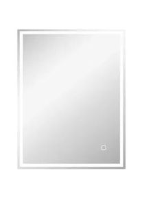 HOMCOM Badspiegel mit Beleuchtung 90x70 cm LED Spiegel, Silber , Silberfarben , Glas , 90x4x70 cm , Badezimmer, Badezimmerspiegel, Badspiegel