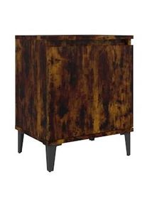 vidaXL Mesita de noche con patas de metal roble ahumado 40x30x50 cm