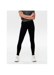 Only , Damen , Ankle-Jeans »ONLBLUSH MID SK AK RW DNM REA2343 NOOS«, ausgefranste Säume , black denim , Länge 32 , S (36) -Länge 32 , S (36) ,...