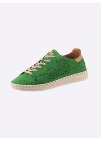 Gemini Dames Veterschoen met perforatie in groen ,maat 36, Witt, 95% Su&egrave;de, 5% Glad leer