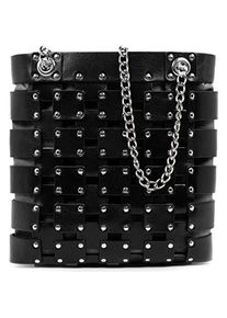 Time Resistance, Handtasche, Handgefertigte Ledertas mit Schulterriemen und Ruckschluss, Schwarz