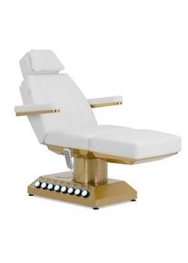 Helloshop26 - Lettino da massaggio elettrico professionale 200 kg riscaldato 4 motori bianco oro 14_0010001