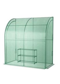 Helloshop26 - Serra da giardino addossata in pe 198,5 x 98 x 215 cm con ripiano per piante 3 livelli 2 ante con cerniera telaio in 20_0005938