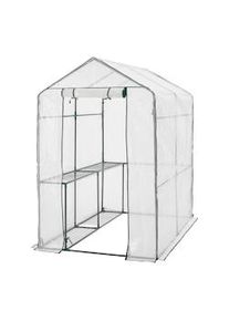 Helloshop26 - Serra da giardino in acciaio e polietilene con ripiani integrati 120 x 186 x 190 cm 03_0008255